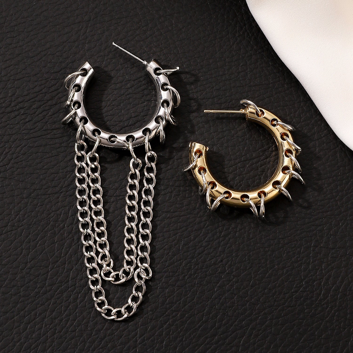 Wholesale Punk Personality Exaggerated Long Tassel Color Contrast Design Earrings Earrings High-grade All-match Chain Earrings Women